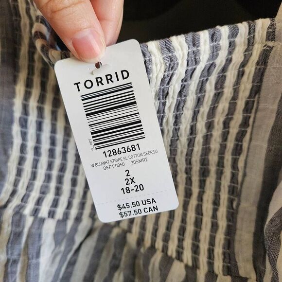 NWT Torrid Striped Seersucker Peplum Tank Top - Picture 10 of 12